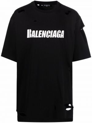 Černé tričko s potiskem Balenciaga