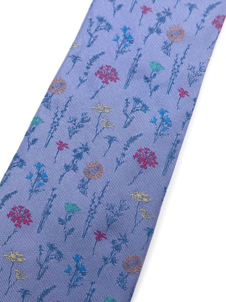 Gėlėtas šilkinis siuvinėtas kaklaraištis Paul Smith mėlyna