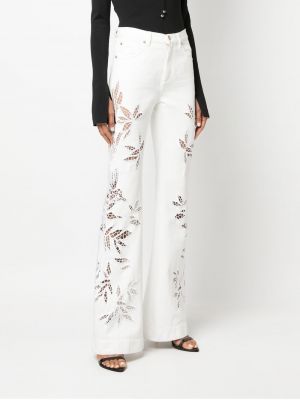 Pantalon à fleurs large Roberto Cavalli blanc