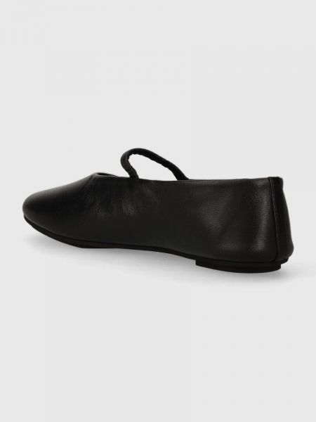 Bőr balerina cipők Calvin Klein fekete