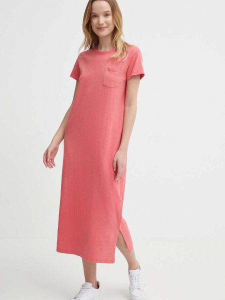 Pamučna midi haljina Polo Ralph Lauren ružičasta
