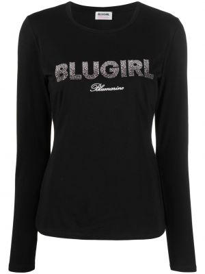Raštuotas marškinėliai Blugirl juoda