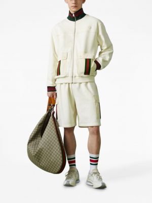 Dryžuotos medvilninės bermuda šortai Gucci balta