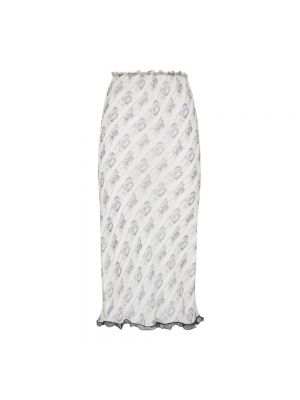 Jedwabna spódnica midi Fendi biała