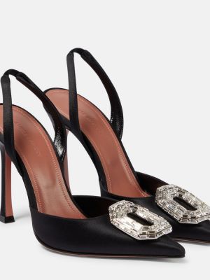 Slingback satin pumps Amina Muaddi sort