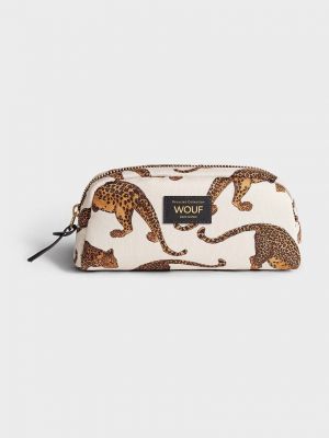 Kozmetična torbica z leopardjim vzorcem Wouf bež