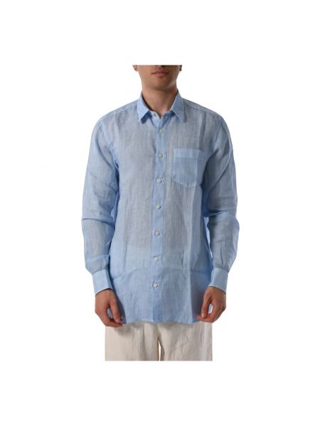 Casual hemd mit geknöpfter 120% Lino blau