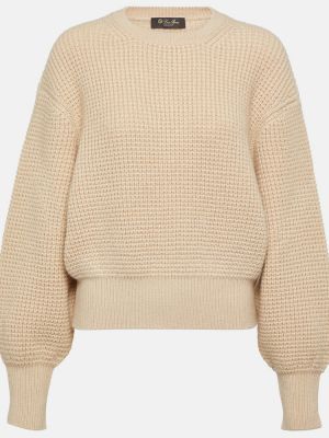 Beżowy sweter wełniany z kaszmiru Loro Piana