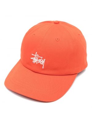 Cappello con visiera ricamato di cotone Stüssy arancione