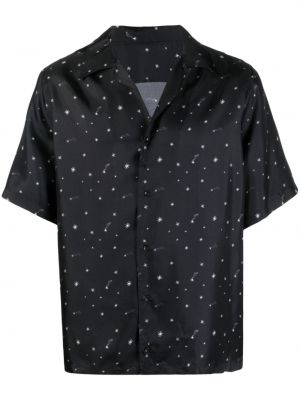 Μεταξωτό πουκάμισο με σχέδιο Salvatore Santoro μαύρο