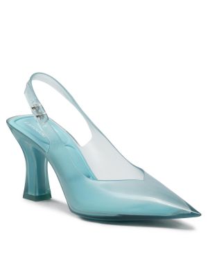 Sandály na podpatku s otevřenou patou Melissa modré