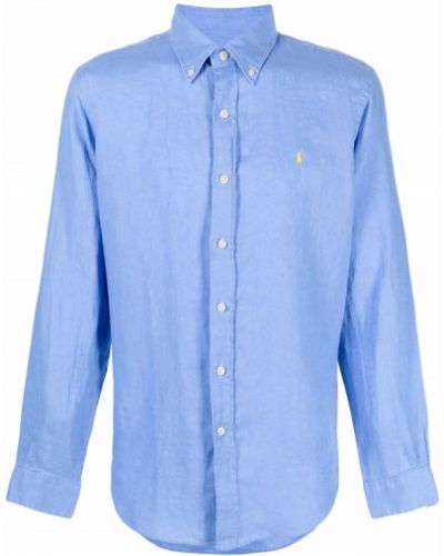 Leinen hemd mit stickerei Polo Ralph Lauren blau
