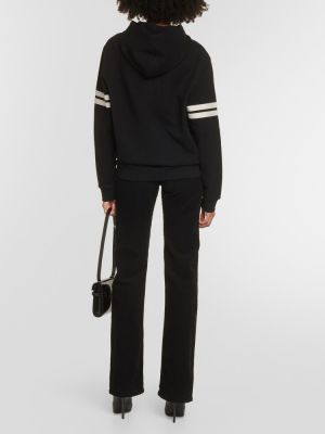Siuvinėtas džersis medvilninis džemperis su gobtuvu Saint Laurent juoda