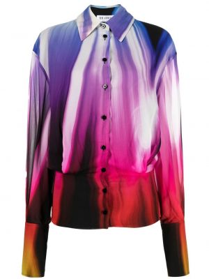 Klasická viskózová košile slim fit s knoflíky The Attico - růžová