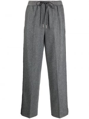 Ravne hlače s črtami Moncler siva