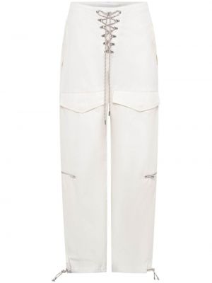 Nėriniuotos „cargo“ stiliaus kelnės su raišteliais Dion Lee balta