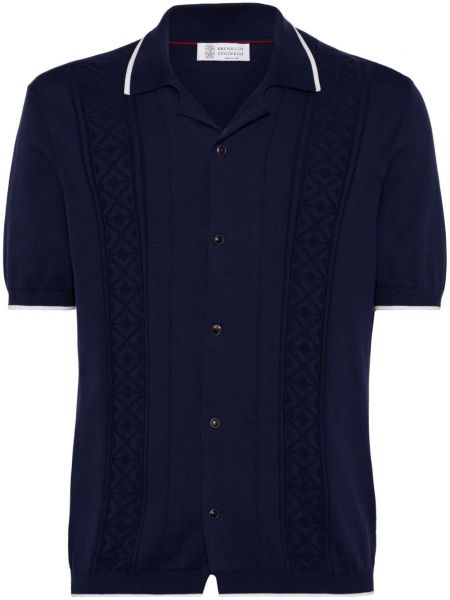 Kokvilnas krekls Brunello Cucinelli zils