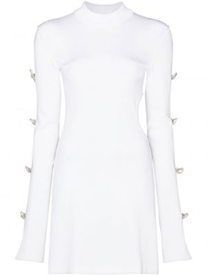 Mini-abito con fiocco con cristalli Mach & Mach bianco