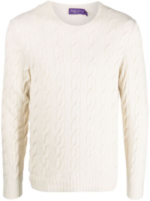 Кашмирен пуловер с кръгло деколте Ralph Lauren Collection бяло