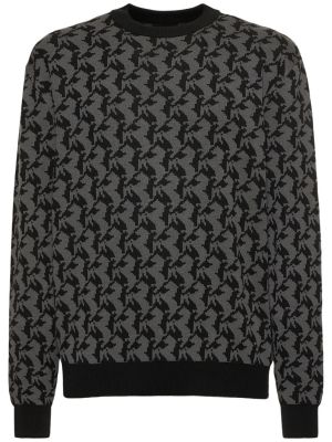 Памучен копринен пуловер Ferrari черно