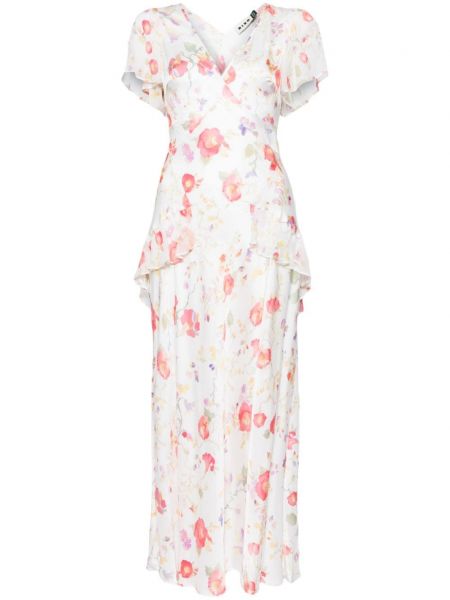 Sukienka długa w kwiatki z nadrukiem Rixo biała