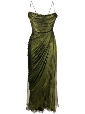 Zelené drapované hedvábné koktejlové šaty Maria Lucia Hohan