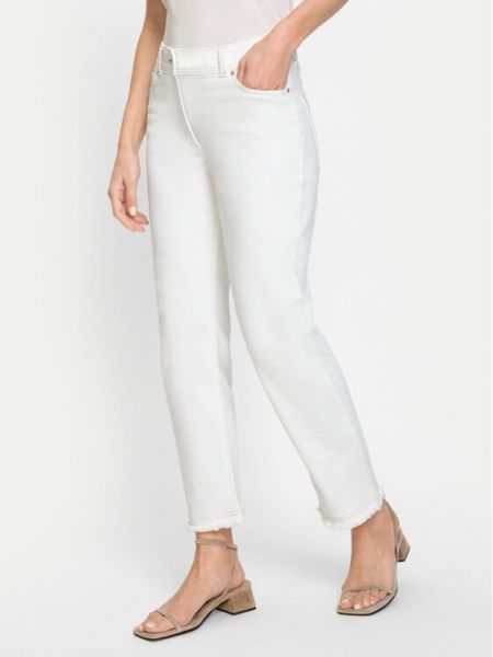 Priliehavé džínsy s rovným strihom Olsen biela