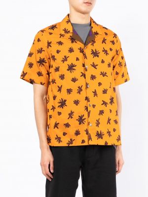 Koszula bawełniana w kwiatki z nadrukiem Paul Smith pomarańczowa