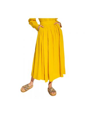 Falda midi de lino Chloé amarillo