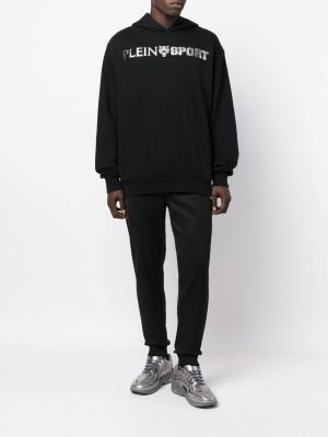 Raštuotas džemperis su gobtuvu Plein Sport juoda