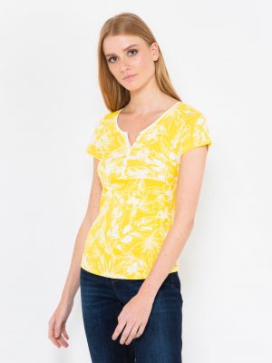 Тениска на цветя Camaieu жълто