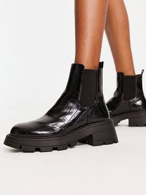 Черные массивные ботинки челси с широким кроем Topshop Bella