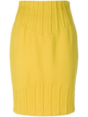 Vlněné midi sukně s vysokým pasem na zip Thierry Mugler Pre-owned - žlutá