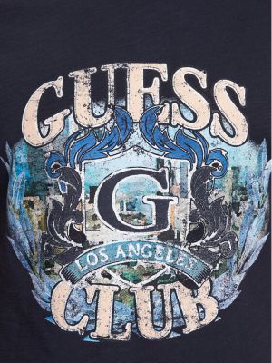 Slim fit tričko Guess modré