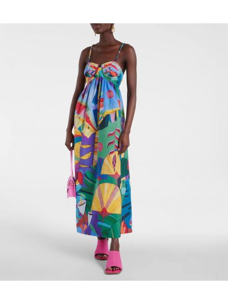Βαμβακερή μάξι φόρεμα με τροπικά μοτίβα Farm Rio