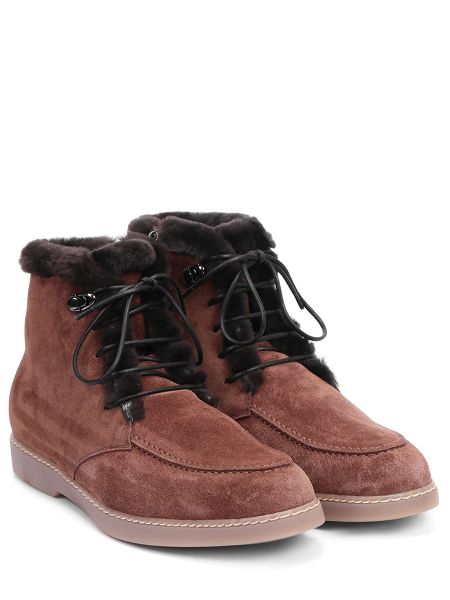 Замшевые ботинки с мехом Doucal's коричневые