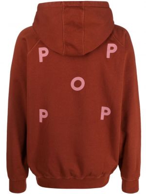 Kokvilnas kapučdžemperis ar apdruku Pop Trading Company sarkans