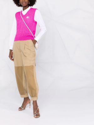 Pletená vesta s výšivkou Etro růžová