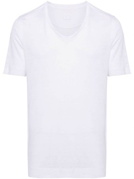 V-nyakú lenvászon póló 120% Lino fehér