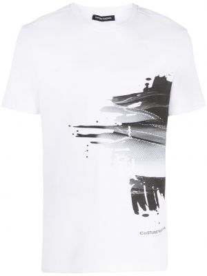 Памучна тениска с принт с абстрактен десен Costume National Contemporary бяло