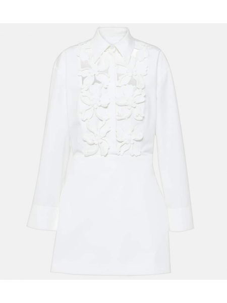 Vestido midi con bordado de algodón Valentino blanco