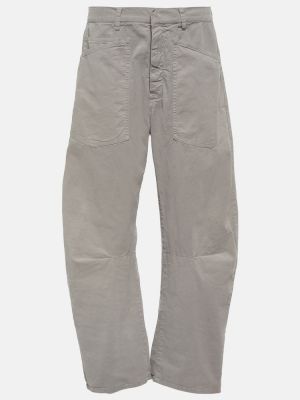 Rovné kalhoty s vysokým pasem Nili Lotan šedé