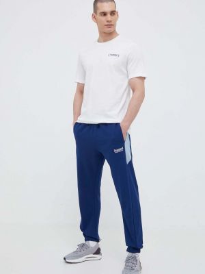 Синие однотонные хлопковые спортивные штаны Hummel