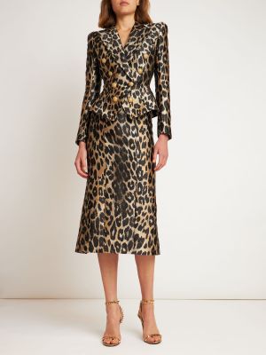 Midi sukňa s potlačou s leopardím vzorom Balmain