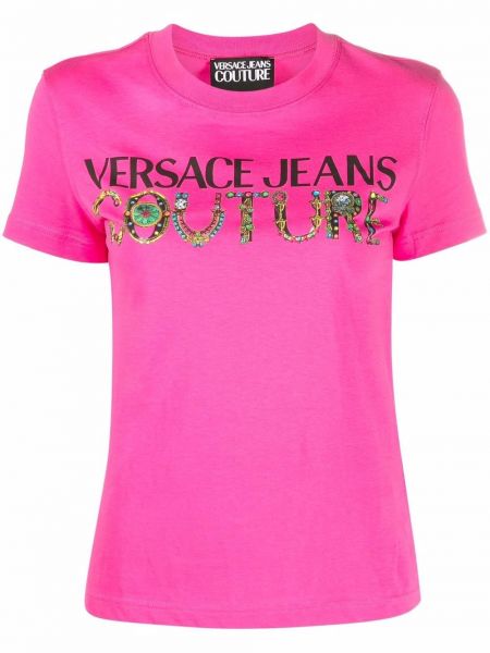 Camiseta con estampado Versace Jeans Couture rosa