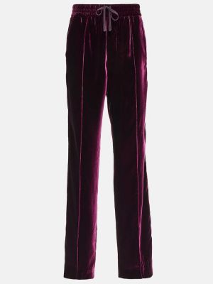 Aksamitne spodnie sportowe Tom Ford fioletowe