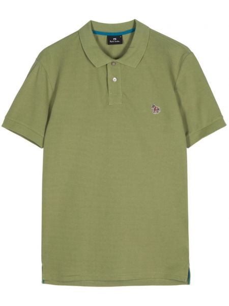 Kokvilnas polo krekls ar izšuvumiem ar zebras rakstu Ps Paul Smith zaļš