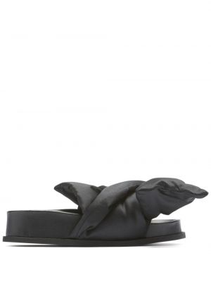 Hodvábne saténové sandále s mašľou N°21 čierna