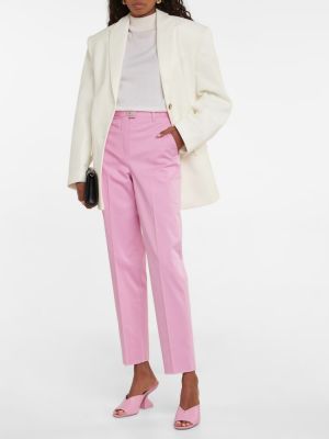 Pantalones rectos ajustados de algodón Ferragamo rosa