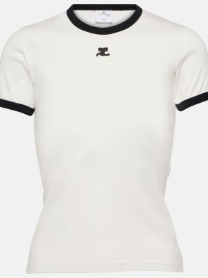 Βαμβακερή μπλούζα από ζέρσεϋ Courreges λευκό